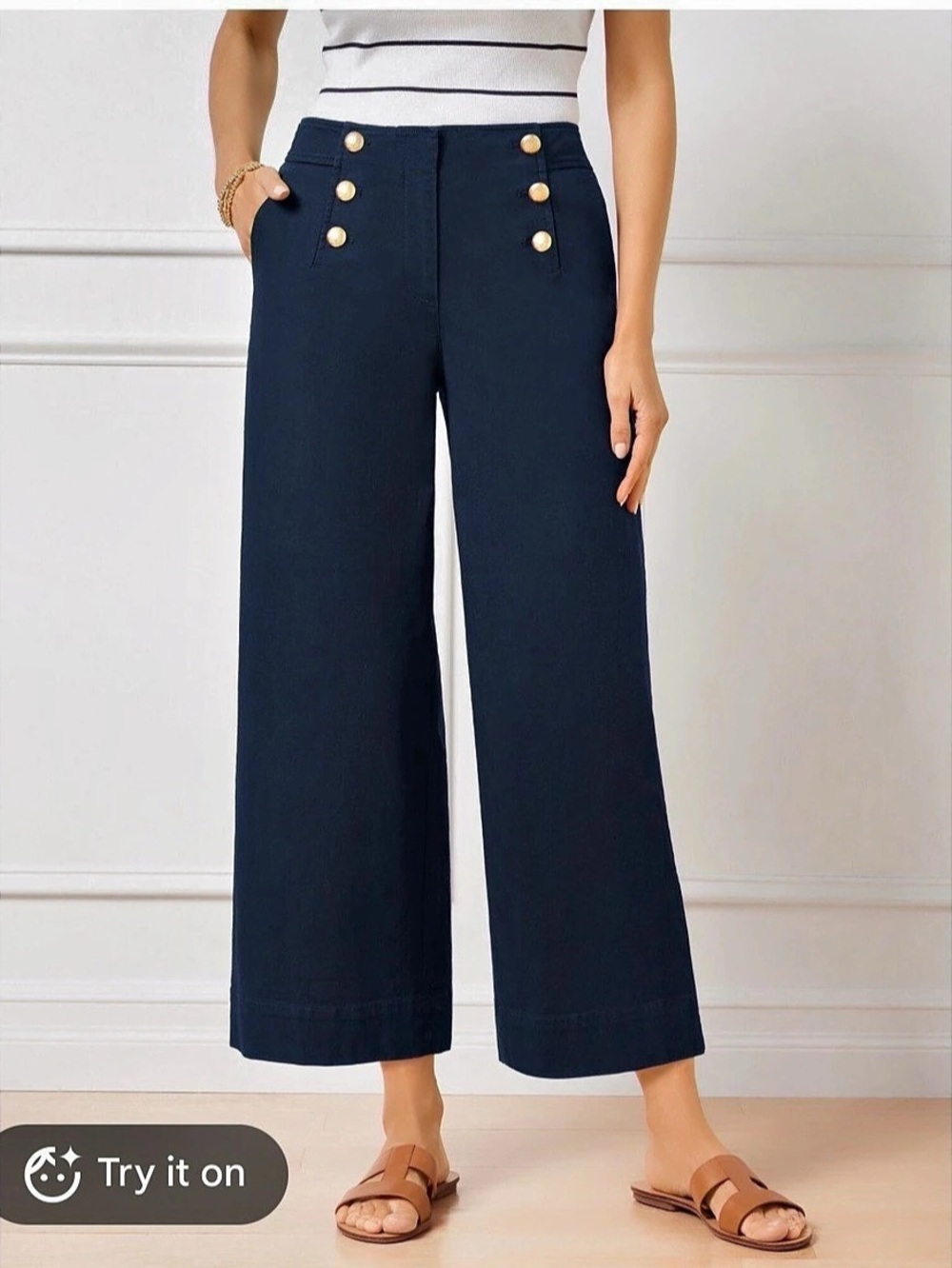 Charter Club Wide Leg Pants in Blue Size 6P Like New